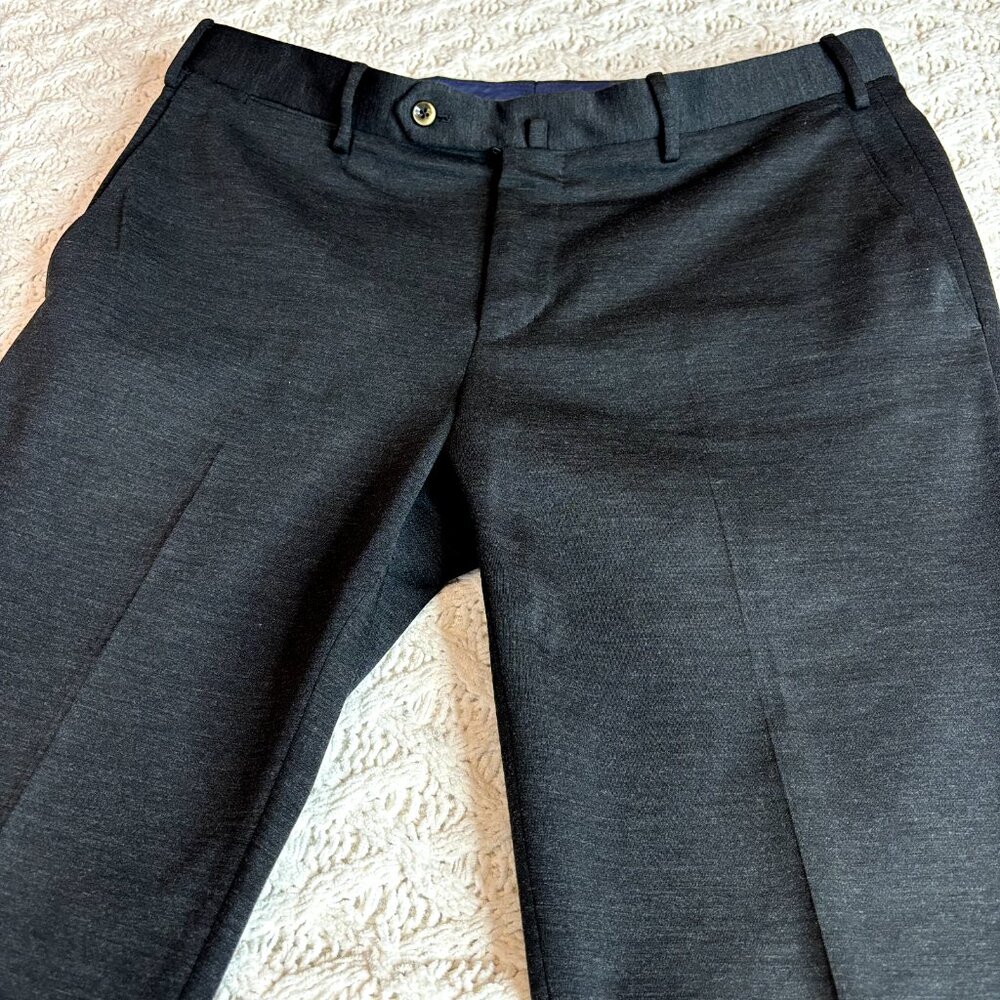 PT01 Pantaloni Torino Men‎ W34 Dress Pants Gray Wool & Cotton Flat Front Romania